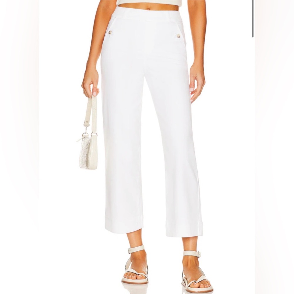 NWT Spanx Stretch Twill Cropped Wide Leg in Bright White Size S